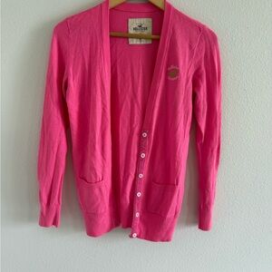 Hollister Pink Cardigan Sweater V-Neck Lightweight